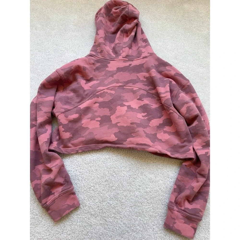 Lululemon All Yours Cropped Hoodie Heritage 365 Camo Brier Rose Multi Size 14